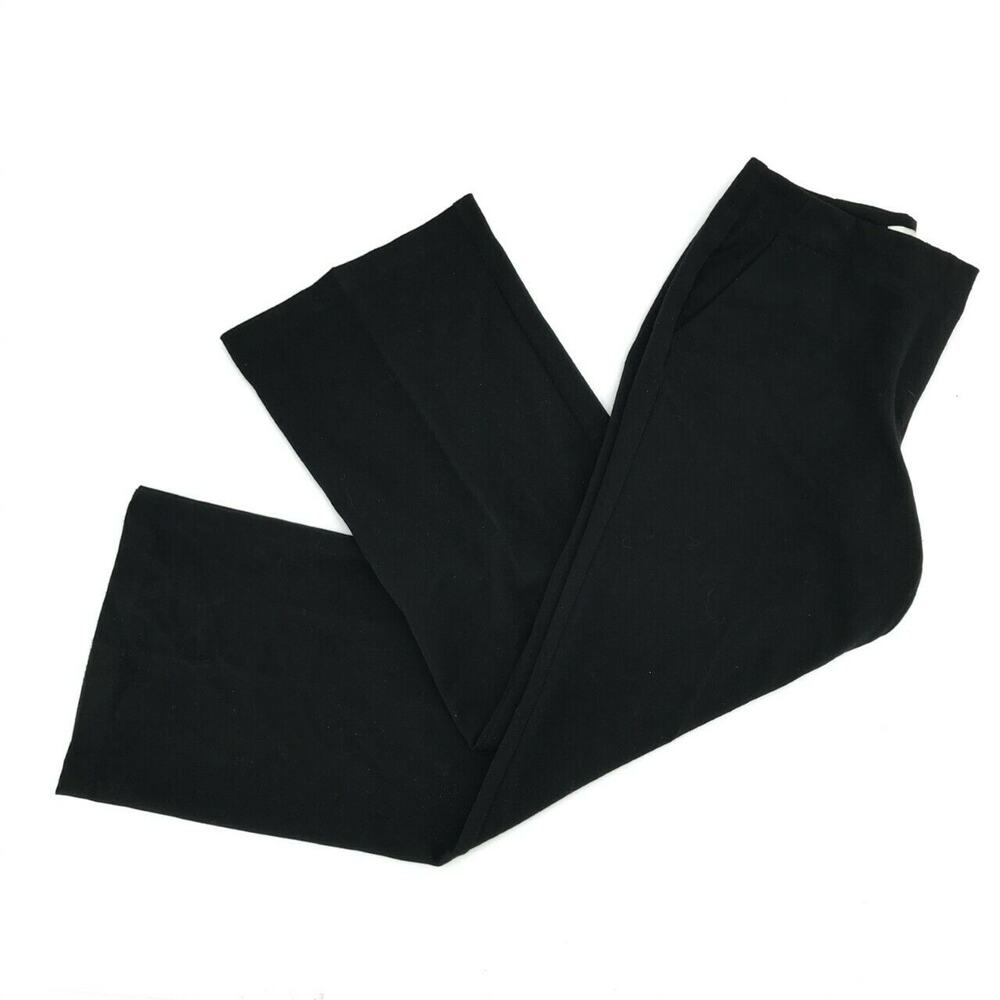 Chicos Women's Wide Leg Dress Pants Slacks Sz 0/S/4 Short Black Mid Rise Zip Fly